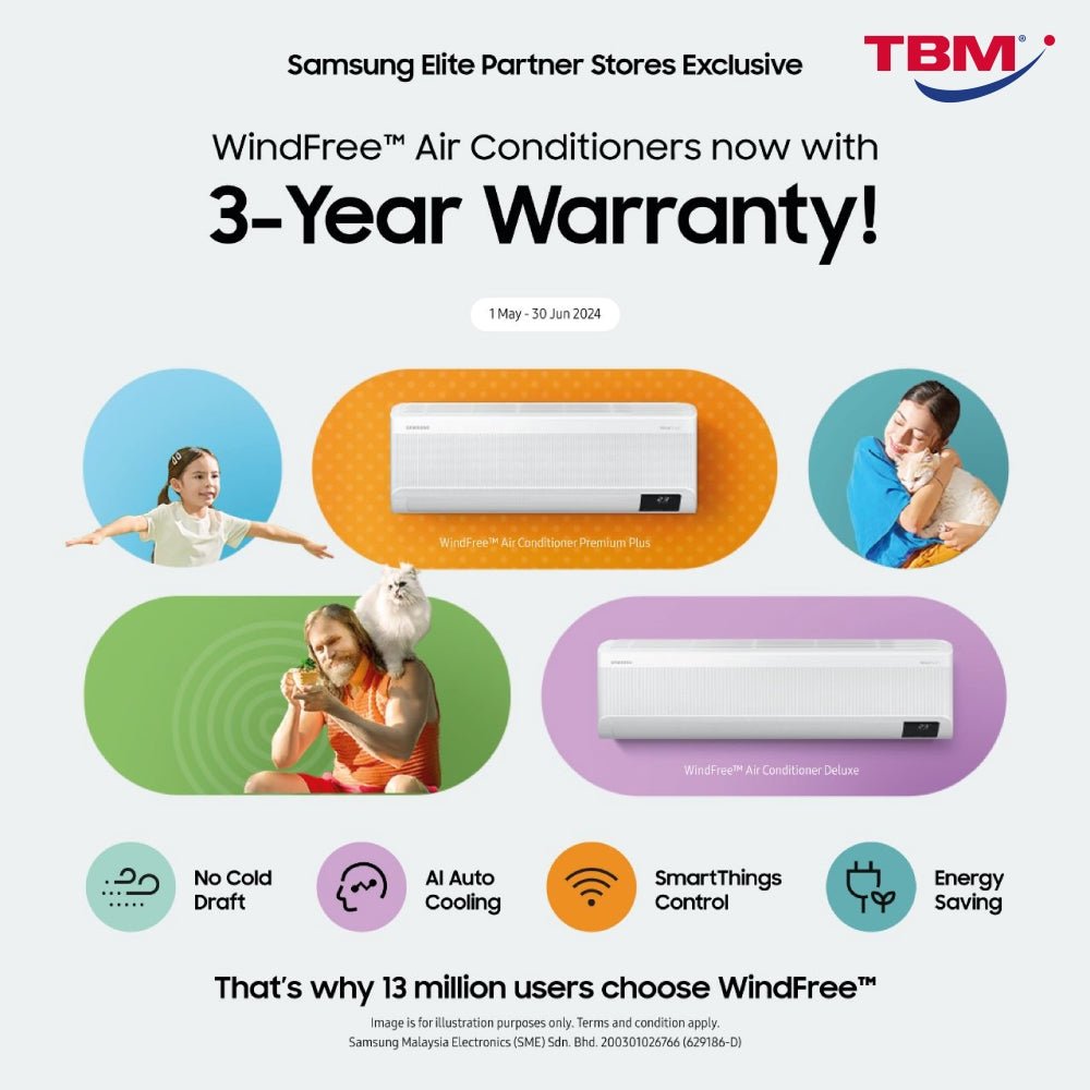TBM x Samsung WindFree™ AC FOC 3-Year Warranty Promo | 1 May – 30 June 2024 - TBM Online