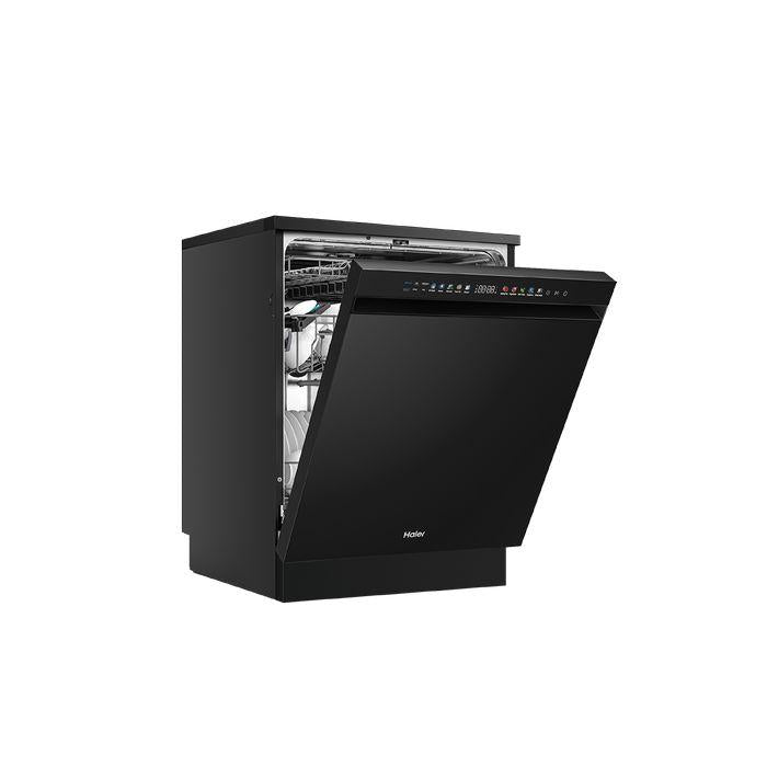Haier Freestanding Dishwasher Black Glass Dark Grey