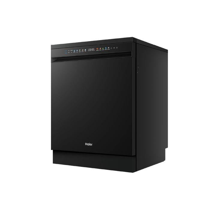 Haier Freestanding Dishwasher Black Glass Dark Grey