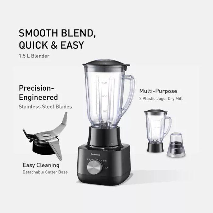Panasonic MX-EP5172KSK 1.5L Blender Twin Jar Wet & Dry Mil Stainless Steel Blades Black