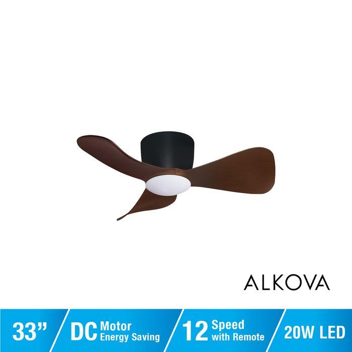 Alpha Alkova MILI-3B/33 LED HG WALNUT/MB Ceiling Fan 33" 3 Blades Walnut Matt Black | TBM Online