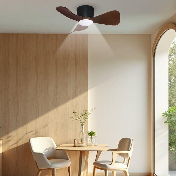 Alpha Alkova MILI-3B/33 LED HG WALNUT/MB Ceiling Fan 33" 3 Blades Walnut Matt Black | TBM Online