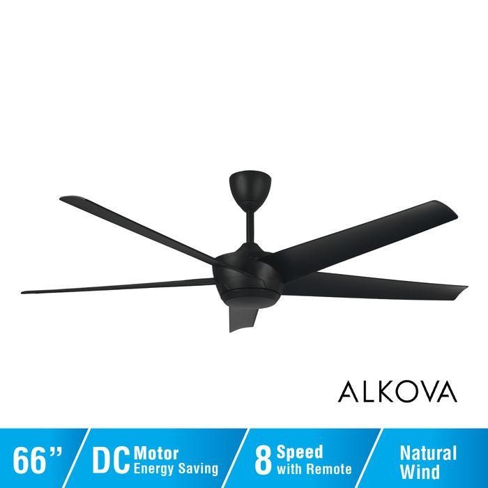 Alkova AMAZE - 5B/66 MATT BLACK 66" Ceiling Fan 5 Blades Matt Black | TBM Online