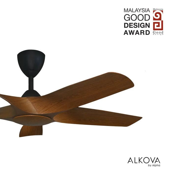 Alkova AXIS 5B/48 WALNUT/MB Ceiling Fan 48" 5 Blades Walnut Matt Black | TBM Online