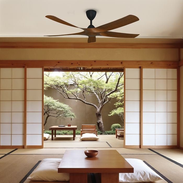 Alkova AXIS 5B/56 OAK/MB Ceiling Fan 56" 5 Blades Oak Matt Black | TBM Online