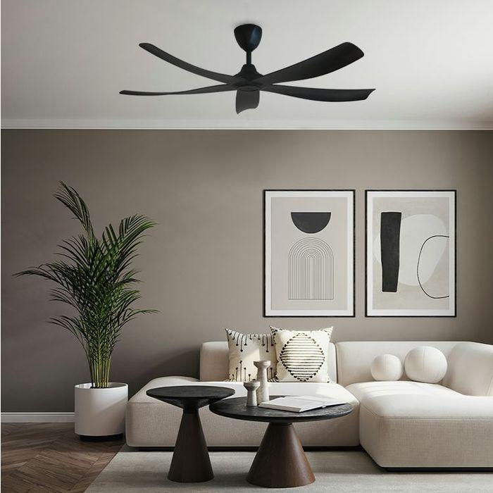 Alkova ESTELL 5B/56 MATT BLACK 56" Ceiling Fan 5 Blades Matt Black | TBM Online