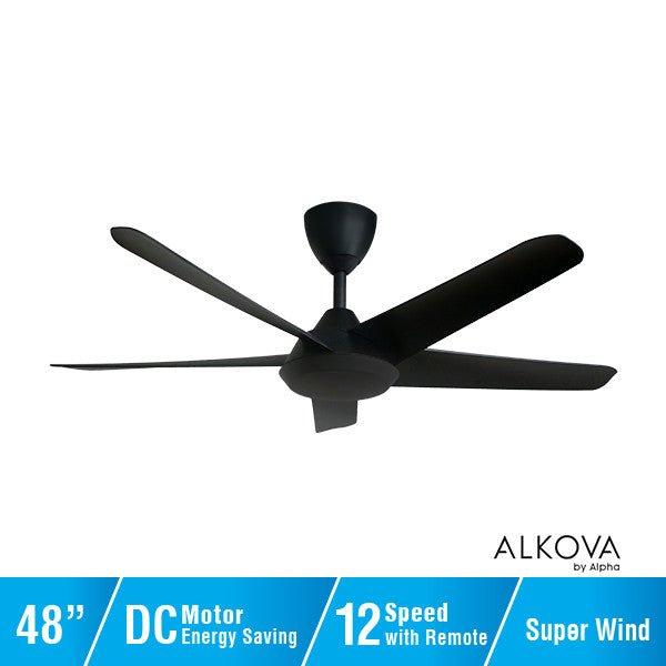 Alkova RACER 5B/48 MATT BLACK Ceiling Fan 48" 5 Blades Matt Black | TBM Online
