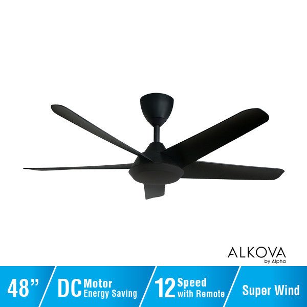 Alkova RACER 5B/48 MATT BLACK Ceiling Fan 48" 5 Blades Matt Black | TBM Online