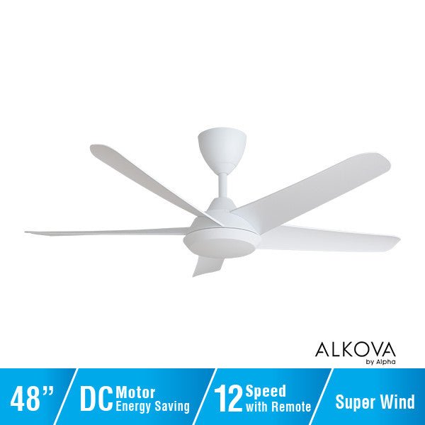 Alkova RACER 5B/48 MATT WHITE Ceiling Fan 48" 5 Blades Matt White | TBM Online