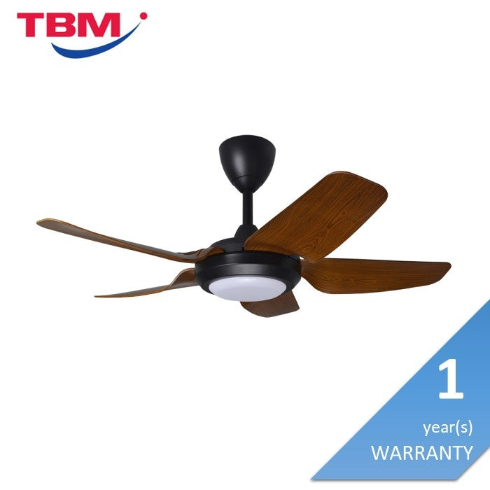 Alpha PRIMA 5B/40 LED WALNUT MATT BLACK Ceiling Fan 5 Blades 40 Inch LED Motor DC Walnut Matt Black | TBM Online