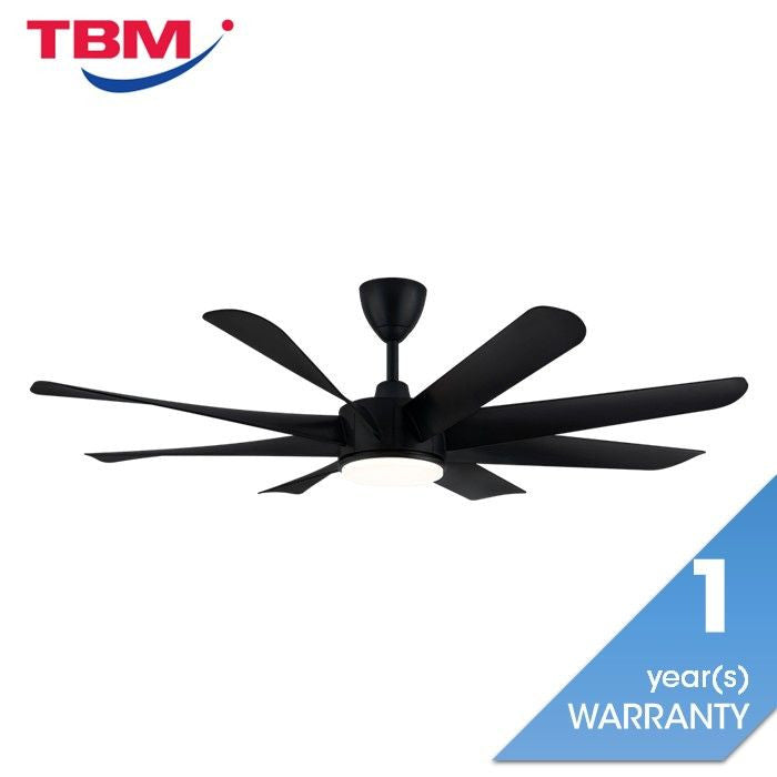 Alpha VISTA 8B/60 LED MATT BLACK Ceiling Fan 8 Blades 60 Inch LED Matt Black | TBM Online