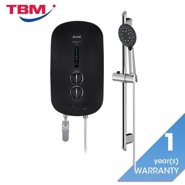 Alpha SMART 18I MATT BLACK Home Shower ELCB A. Test DC Pump Matt Black | TBM Online