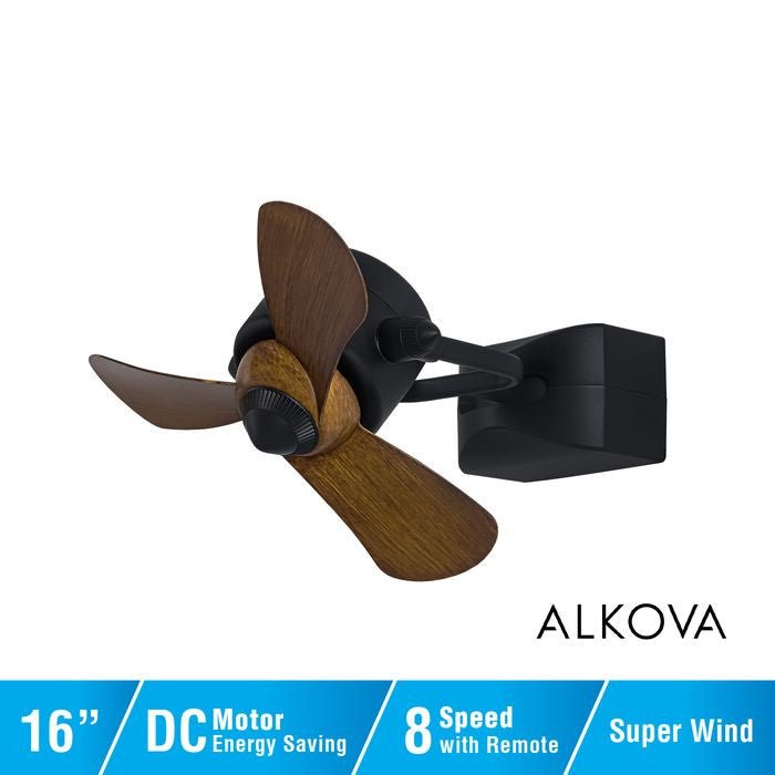 Alkova KONA W - 3B/16 WALNUT/MB Ceiling Fan 16" 3 Blades Walnut/MB | TBM Online