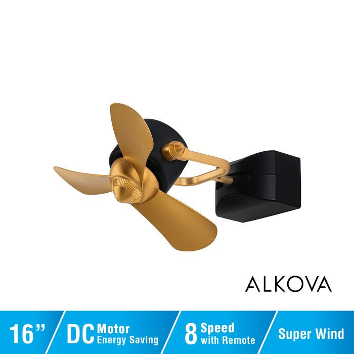 Alkova KONA WALL-3B/16 MAJESTIC GOLD/MB 16" Ceiling Fan 3 Blades Majestic Gold Matt Black