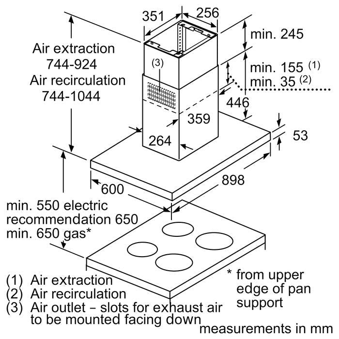 Bosch DIB97IM50 Cooker Hood 90cm Stainless Steel 754m³/h | TBM Online