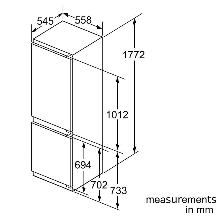 Bosch KIN86AF30O Fridge 2 Doors Fully Integrated Bottom Freezer G254L | TBM Online