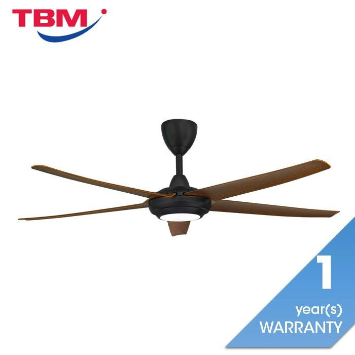 Alpha Cosa CX20 - 5B/56 LED WALNUT/MB Ceiling Fan 56" 5 Blades DC Motor LED Walnut Matt Black | TBM Online