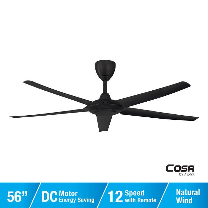Alpha Cosa CX20 - 5B/56 MATT BLACK Ceiling Fan 56" 5 Blades DC Motor Matt Black | TBM Online