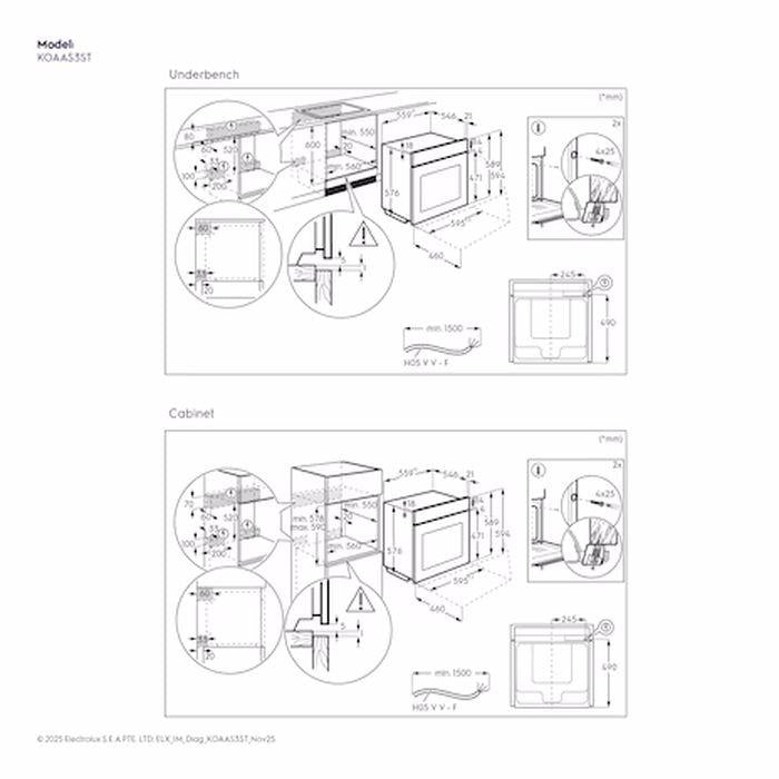Electrolux KOAAS3ST 60cm 900 Series ProAssist SteamPro Built-In Single Steam Oven With 70L Capacity