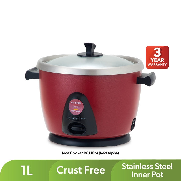 Khind RC110M RED Anshin Conventional Rice Cooker SS Inner Pot 1.0L Red