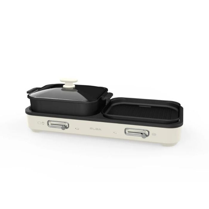 Elba EGL - S3055(BG) 2 - in - 1 Hotpot And BBQ Griller 2000W 2 Grill Plate And 2 Side Non - Stick Hotpot | TBM Online