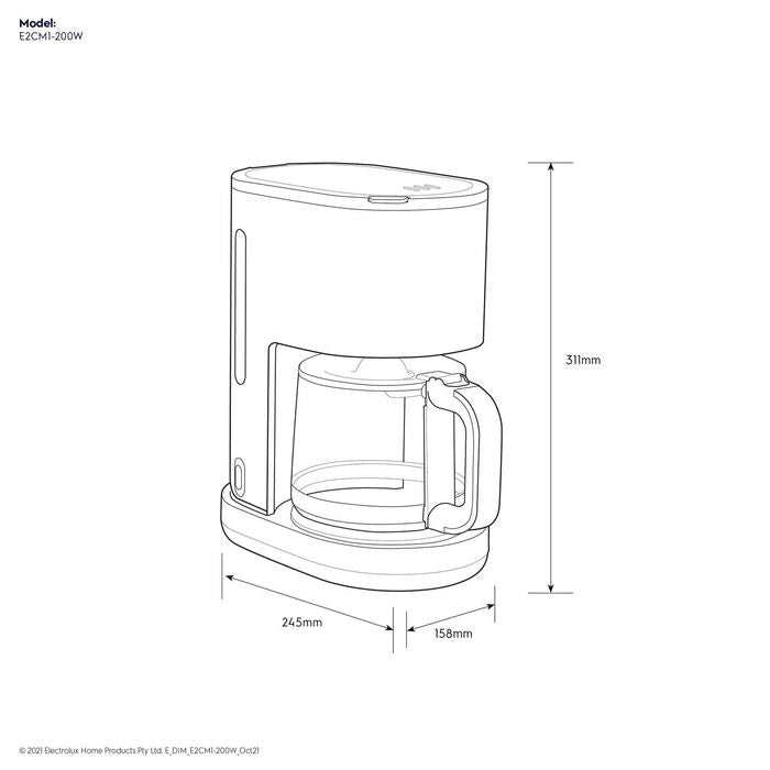 Electrolux E2CM1 - 200W Coffee Maker White | TBM Online