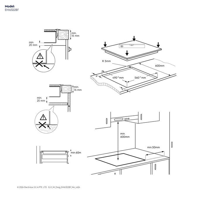 Electrolux EHI6322BF Built - In Induction Hob 3 Zone 60cm | TBM Online