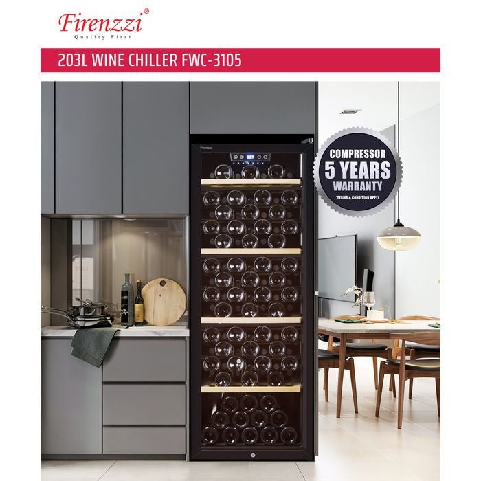 Firenzzi FWC - 3105 Wine Chiller 203L 3 Layers Anti - Condensation Tempered Glass Door | TBM Online