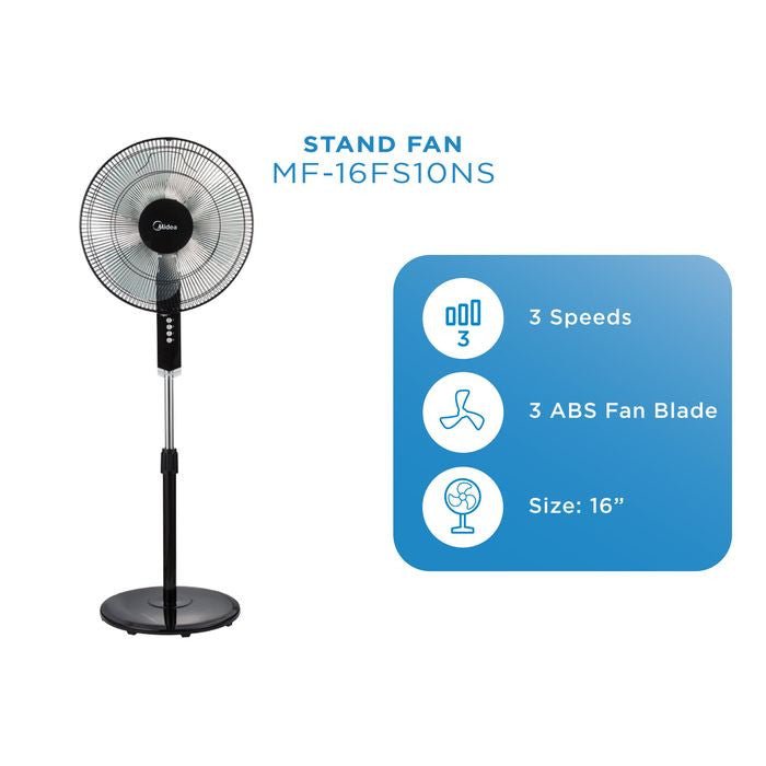 Midea MF - 16FS10NS 16" Stand Fan Silver | TBM Online