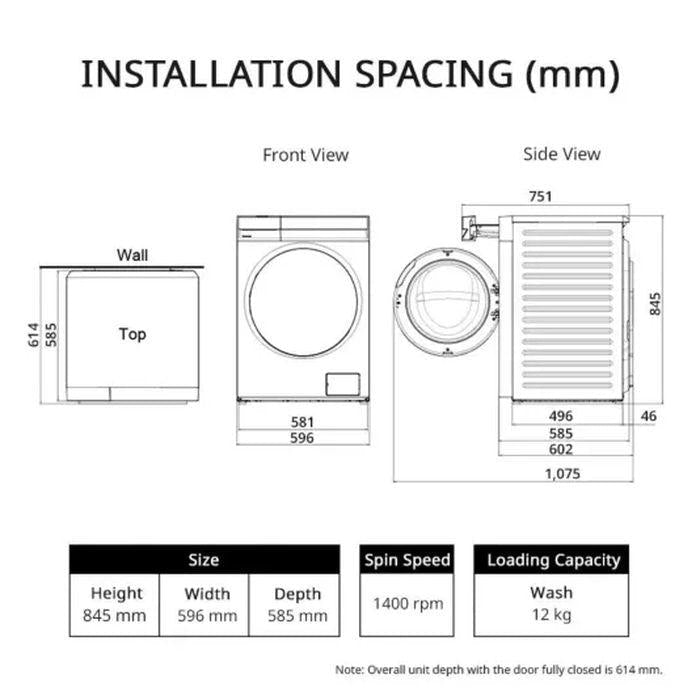 Panasonic NA-24VDW1BMY Front Load 12kg Washer Care+ | TBM Online