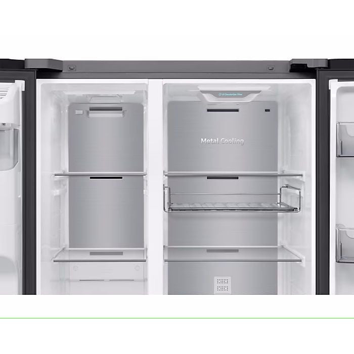 Samsung RS90F65DNFME Side By Side Fridge G641L Inverter AI Energy Metal Cooling Black | TBM Online