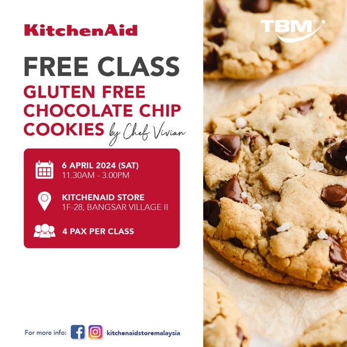 [Fully Booked] KitchenAid Class - Gluten Free Chocolate Chip Cookies - 6th April 2024, Saturday | TBM Online