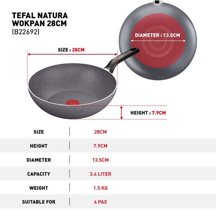 Tefal B226S595 Natura 5 pcs Set (Wokpan 28cm + Saucepan 16cm + Deep Frypan 24cm + Ladle + Spatula) | TBM Online