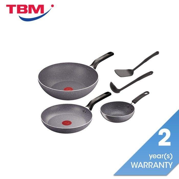 Tefal B226S595 Natura 5 pcs Set (Wokpan 28cm + Saucepan 16cm + Deep Frypan 24cm + Ladle + Spatula) | TBM Online