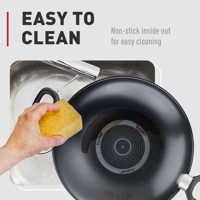 Tefal Cookware Bundle B5039295+K1290114+K12920 (Cook Easy Wok With Lid 36cm + Spoon + Slotted Turner Bundle) | TBM Online