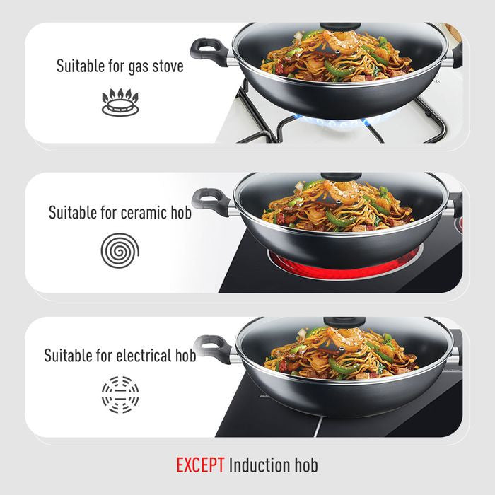 Tefal Cookware Bundle B5039295+K1290114+K12920 (Cook Easy Wok With Lid 36cm + Spoon + Slotted Turner Bundle) | TBM Online