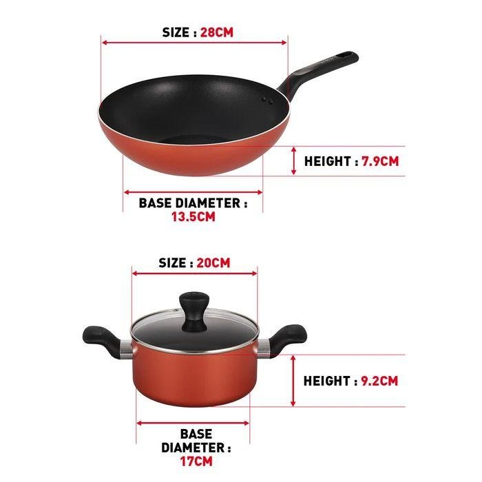 Tefal B507S495 Fresh Start 4 pcs Set (Stewpot 20cm with Lid + Wokpan 28cm + Ladle) | TBM Online