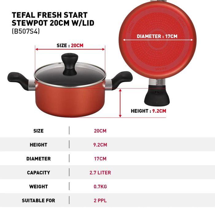 Tefal B507S495 Fresh Start 4 pcs Set (Stewpot 20cm with Lid + Wokpan 28cm + Ladle) | TBM Online
