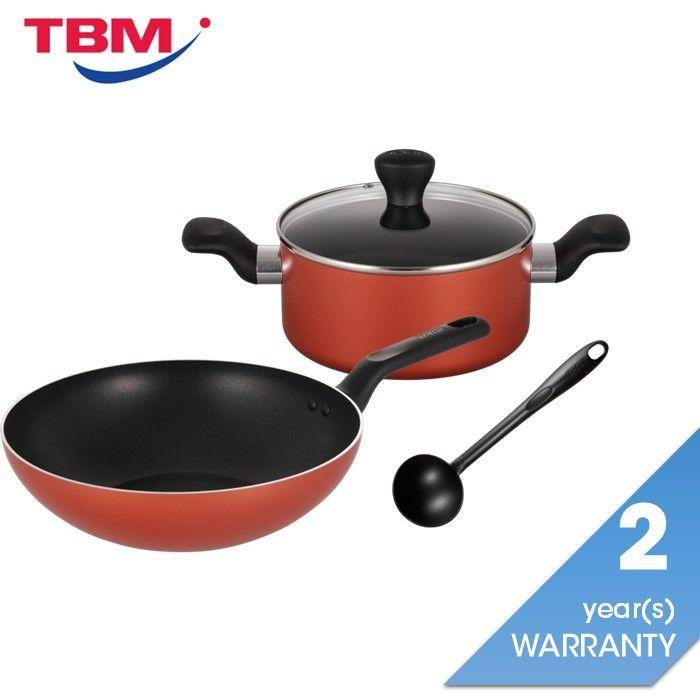 Tefal B507S495 Fresh Start 4 pcs Set (Stewpot 20cm with Lid + Wokpan 28cm + Ladle) | TBM Online