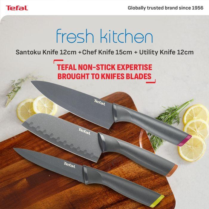 Tefal K122S324 Fresh Kitchen 3 pcs Set (Pairing Knife 9cm + Utility Knife 12cm + Chef Knife 15cm) | TBM Online