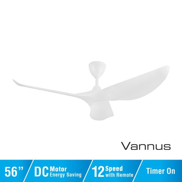 Vannus HARU 3B/56 MATT WHITE Ceiling Fan 56" 3 Blades Matt White | TBM Online