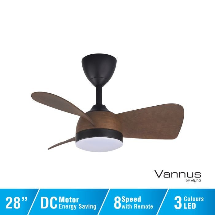 Vannus V3 3B/28 LED WALNUT Ceiling Fan 3 Blades 28 Inch LED Walnut | TBM Online