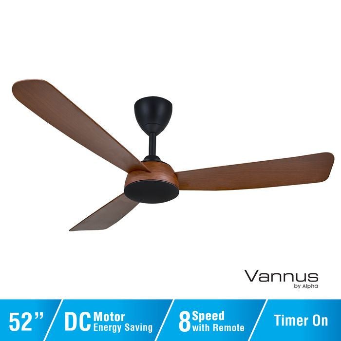 Vannus V3 3B/52 WALNUT Ceiling Fan 3 Blades 52" DC Motor Walnut | TBM Online
