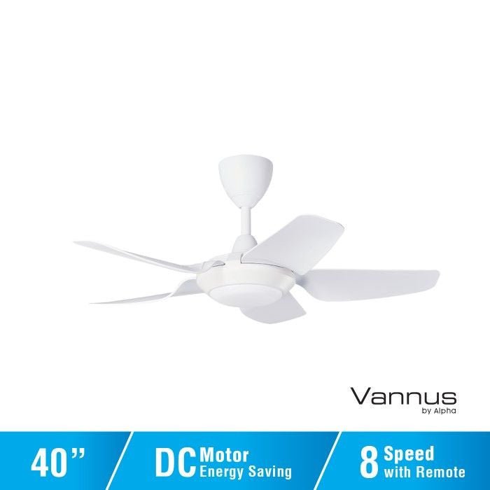 Vannus IRIZ 5B/40 LED MATT WHITE Ceiling Fan 5 Blades 40 Inch LED Motor DC Matt White | TBM Online