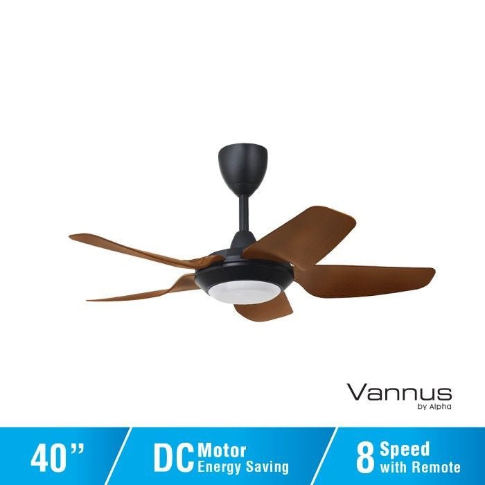 Vannus IRIZ 5B/40 LED WALNUT MATT BLACK Ceiling Fan 5 Blades 40 Inch LED Motor DC Walnut Matt Black | TBM Online