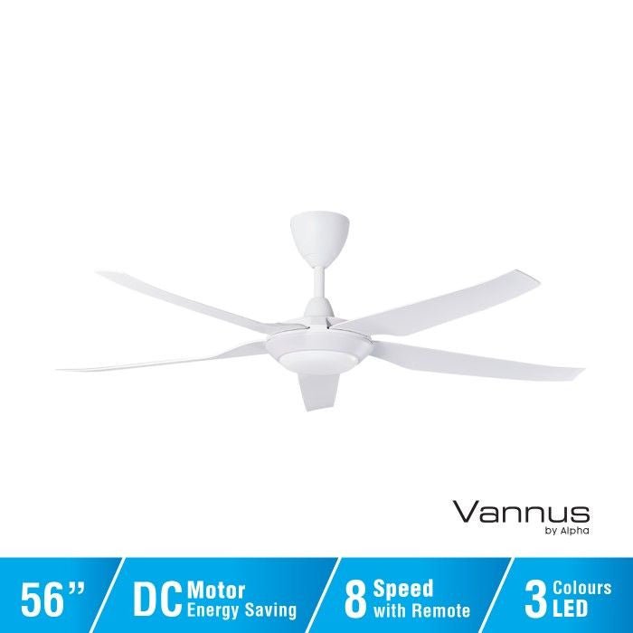 Vannus IRIZ 5B/56 LED MATT WHITE Ceiling Fan 5 Blades 56 Inch LED Motor DC Matt White | TBM Online