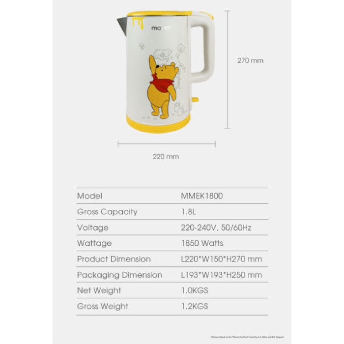 Mayer MMEK1800-PH Disney Electric Kettle 1.8L Winnie The Pooh | TBM Online