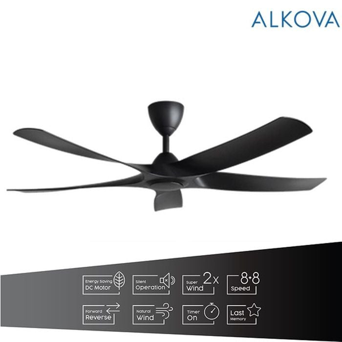Alkova AXIS 5B/56 MATT BLACK Ceiling Fan 56" 5 Blades Matt Black | TBM Online