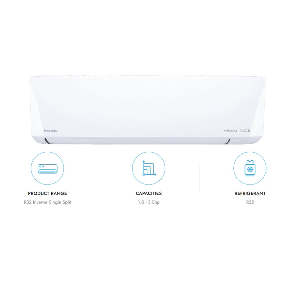 Ga Daikin FTKU50BV1MF Air Cond 2.0Hp Deluxe Wall Mounted Inverter Gas R32 3D Airflow Eco+ Mode | TBM Online