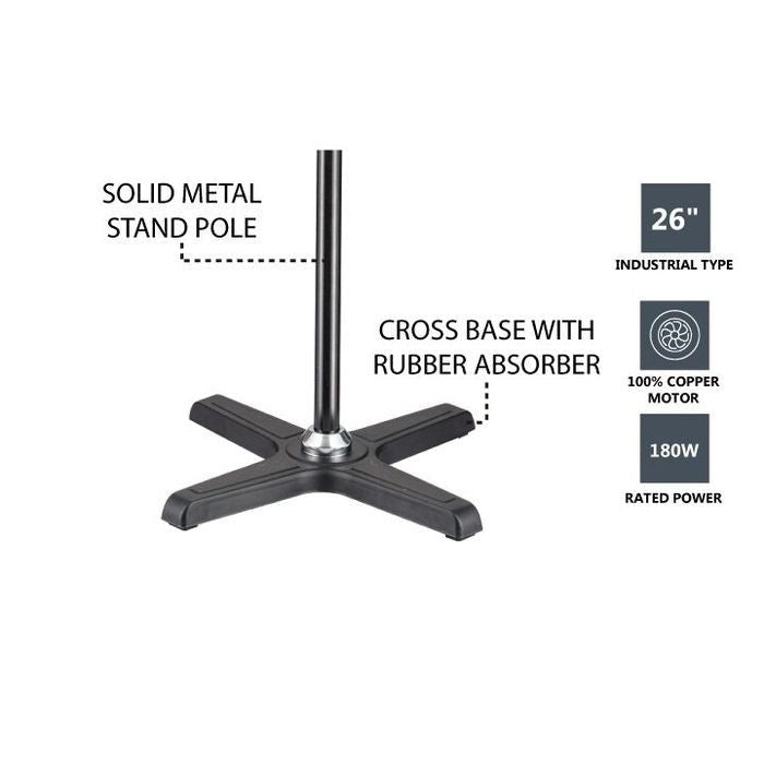 Elba EISF-G2601(BK) Industrial Stand Fan 26'' 3 Spees 180W | TBM Online
